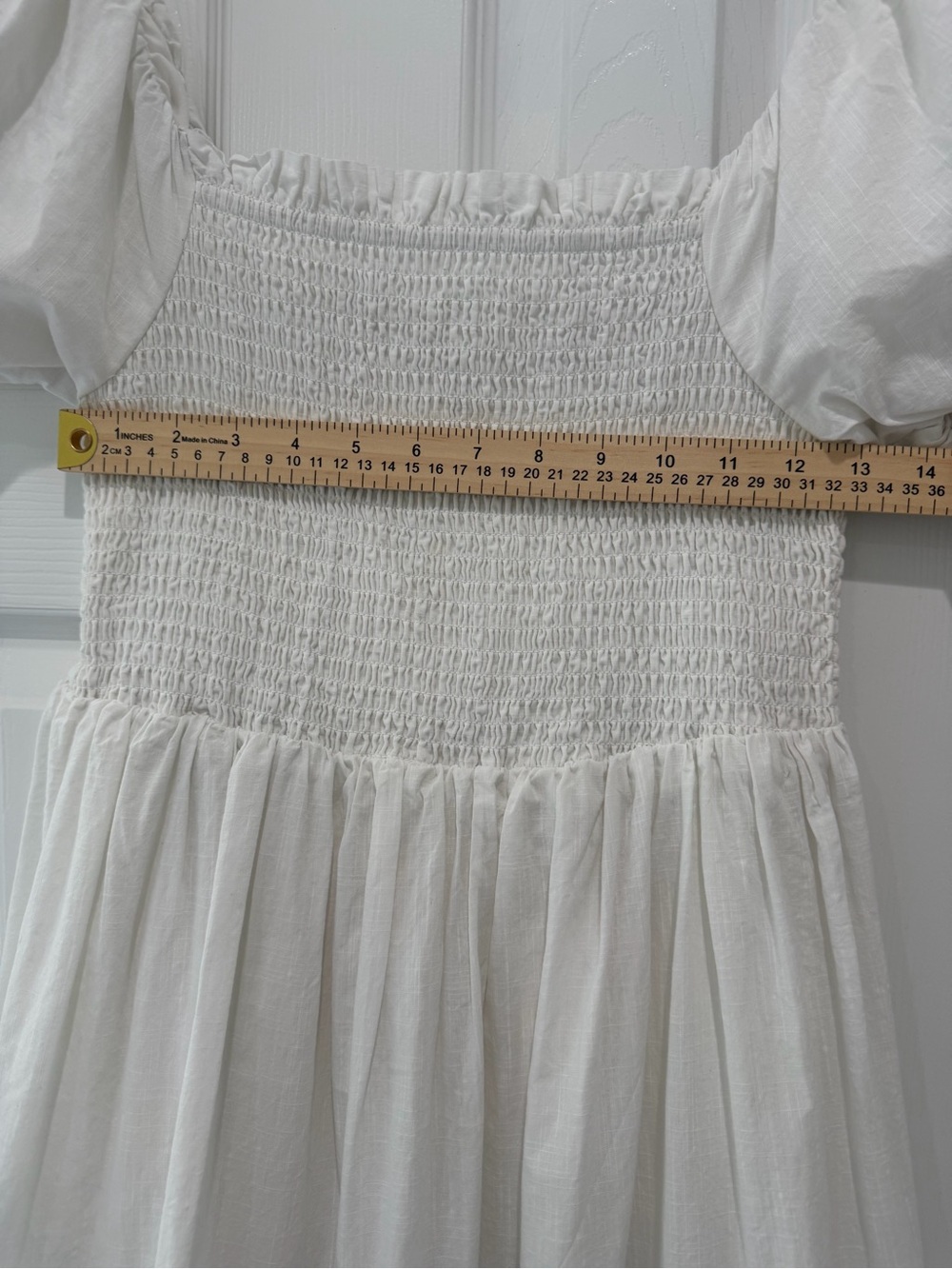 Rachel Zoe Smocked White Cotton Tiered Embroidered Boho Peasant Dress 6 - Picture 15 of 16